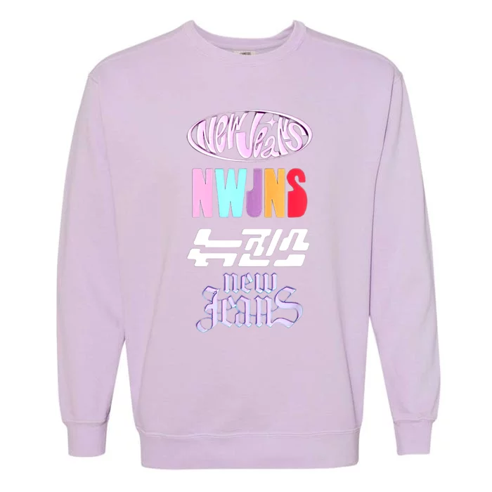 Newjeans New Jeans Nwjns Kpop Logos Garment-Dyed Sweatshirt