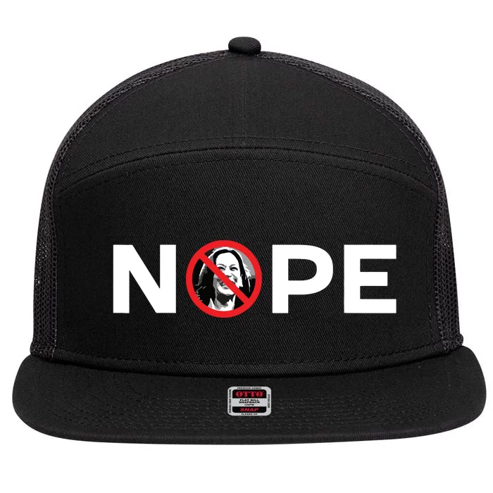 Nope No Kamala Sign Anti Kamala Harris 7 Panel Mesh Trucker Snapback Hat