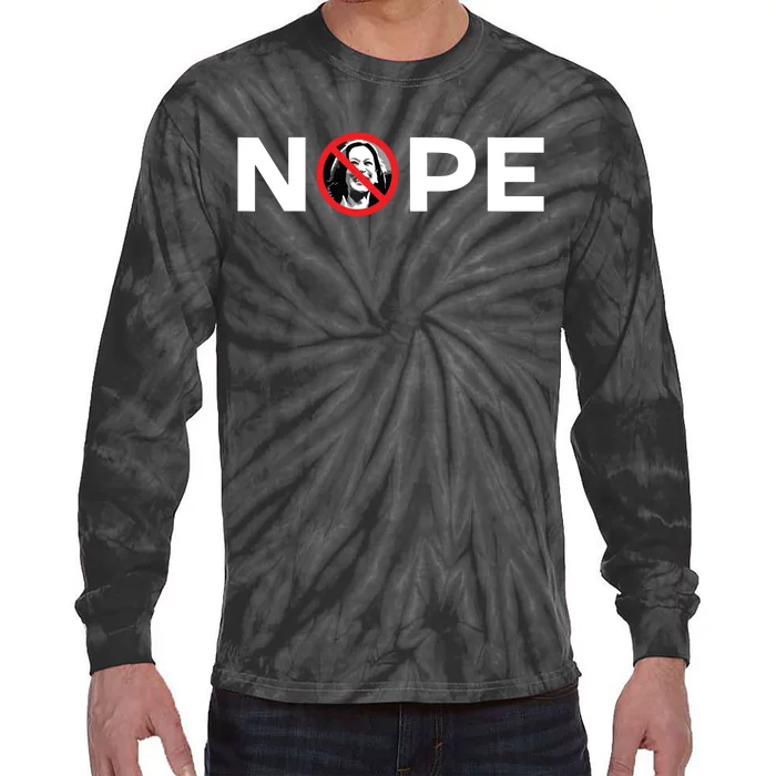 Nope No Kamala Sign Anti Kamala Harris Tie-Dye Long Sleeve Shirt