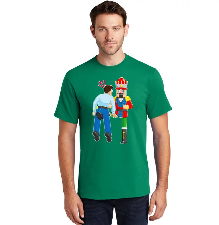 Naughty Nutcracker Kicks & Cracks ManS Nuts Tall T-Shirt