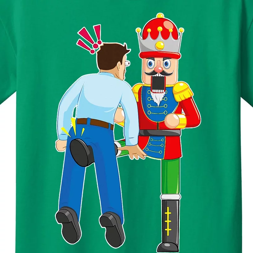 Naughty Nutcracker Kicks & Cracks ManS Nuts Kids T-Shirt