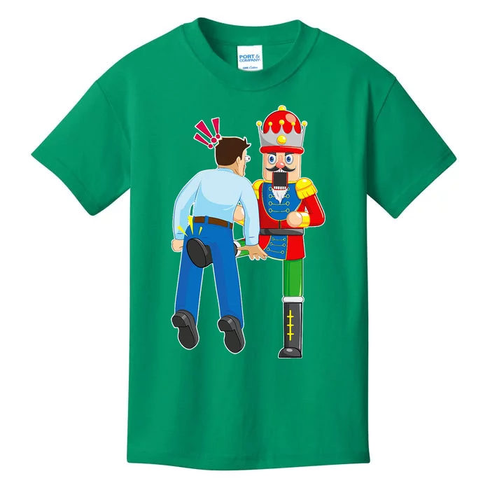 Naughty Nutcracker Kicks & Cracks ManS Nuts Kids T-Shirt