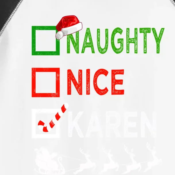 Naughty Nice Karen Christmas Pajamas Funny Santa Hat Xmas Gift Toddler Fine Jersey T-Shirt