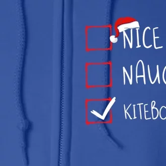 Nice Naughty Kiteboarder Christmas List Santa Claus Gift Full Zip Hoodie