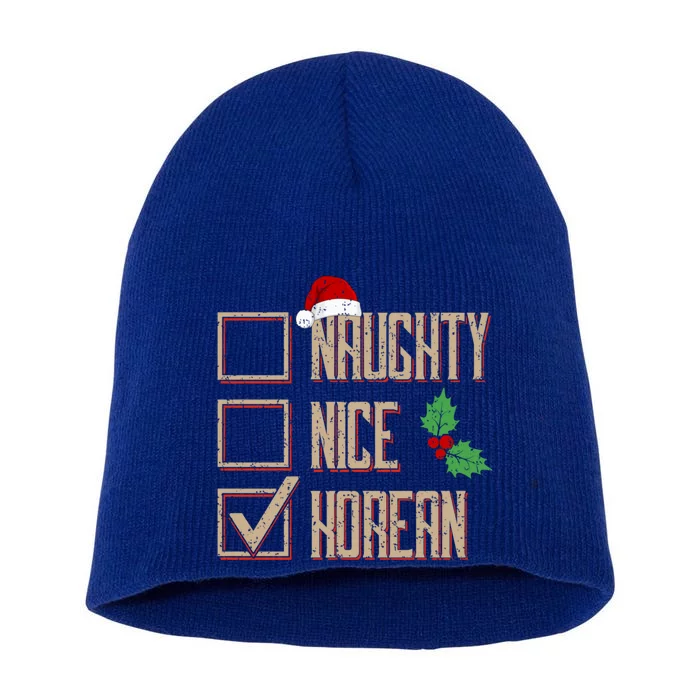 Naughty Nice Korean Christmas Cute Gift Korea Santa Hat Xmas Gift Short Acrylic Beanie