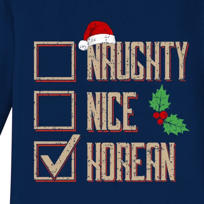 Naughty Nice Korean Christmas Cute Gift Korea Santa Hat Xmas Gift Baby Long Sleeve Bodysuit