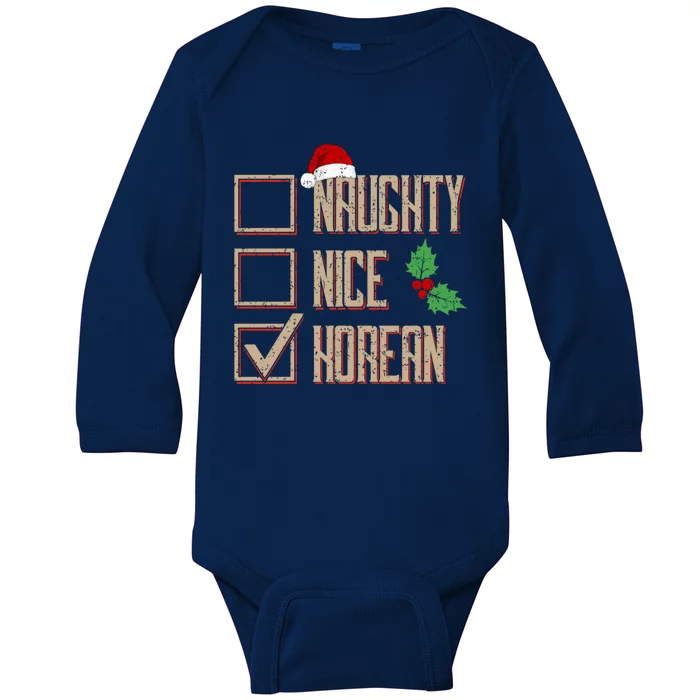 Naughty Nice Korean Christmas Cute Gift Korea Santa Hat Xmas Gift Baby Long Sleeve Bodysuit