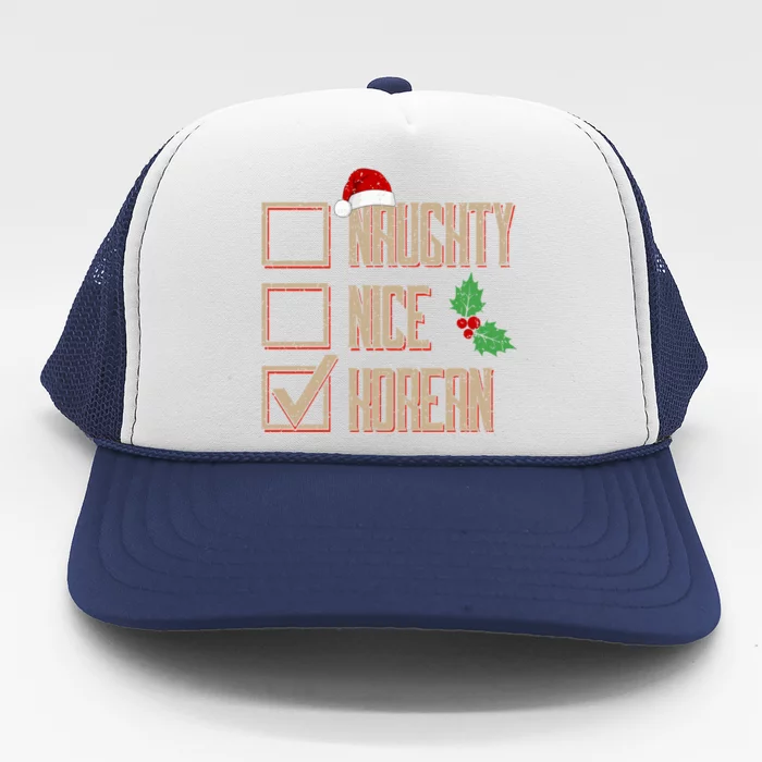 Naughty Nice Korean Christmas Cute Gift Korea Santa Hat Xmas Gift Trucker Hat