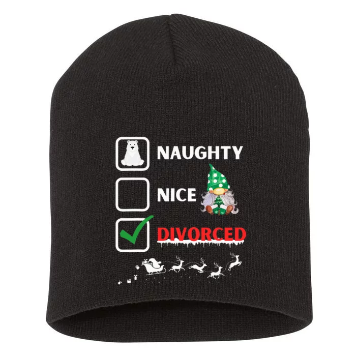 Naughty Nice List Funny Christmas Santa Gnome Short Acrylic Beanie