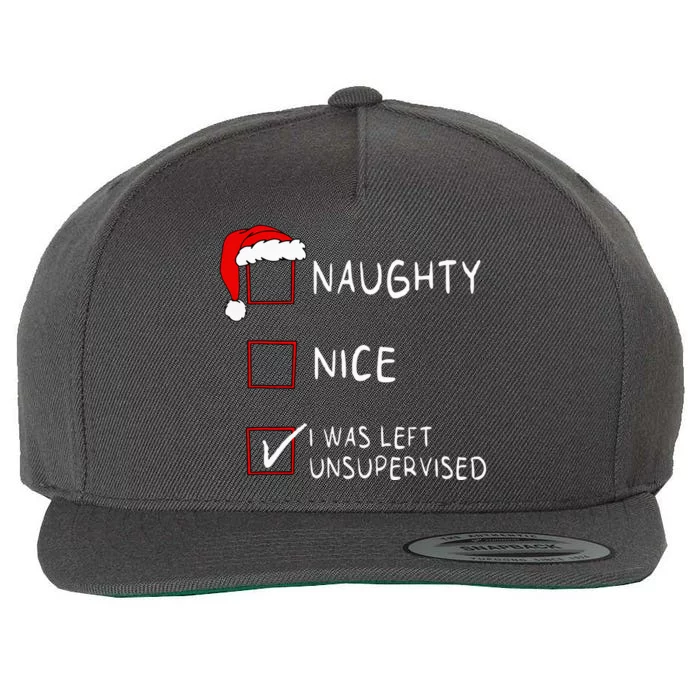 Naughty Nice List Was Left Unsupervised Women Christmas Wool Snapback Cap