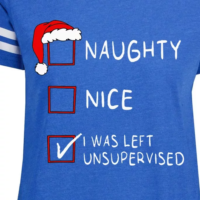 Naughty Nice List Was Left Unsupervised Women Christmas Enza Ladies Jersey Football T-Shirt