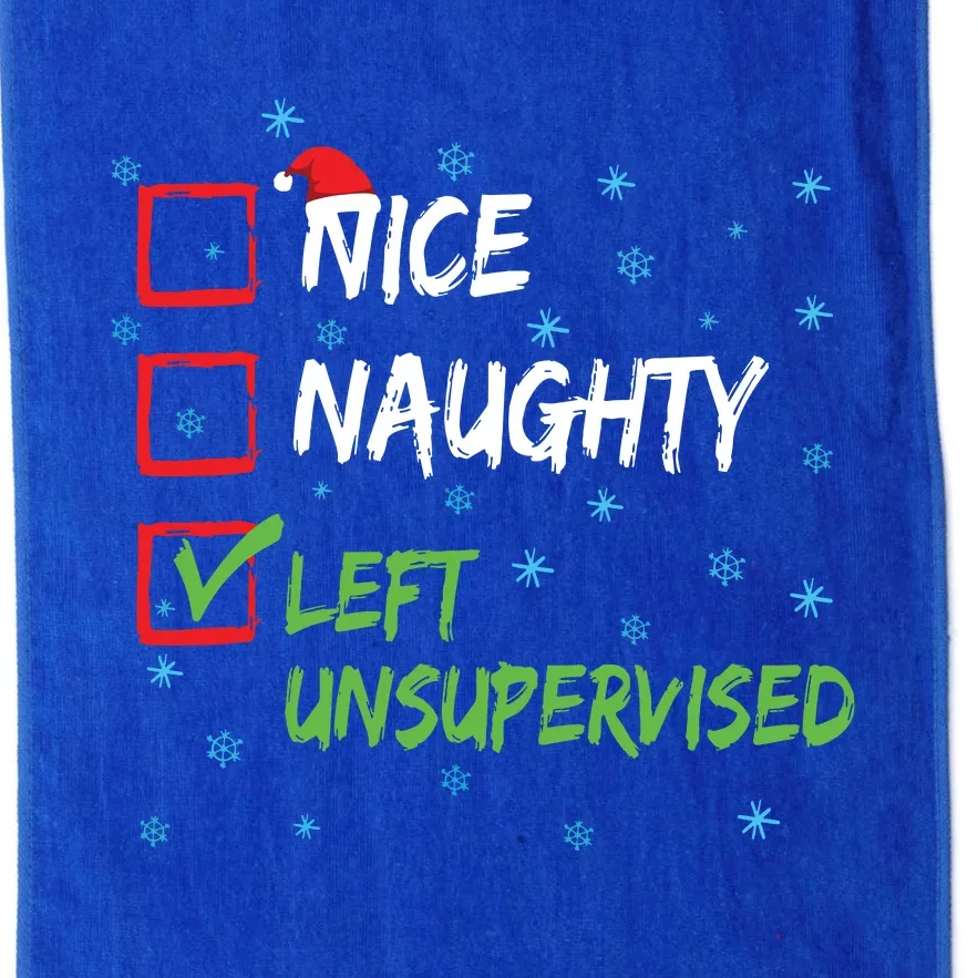 Nice Naughty Left Unsupervised Christmas List Platinum Collection Golf Towel