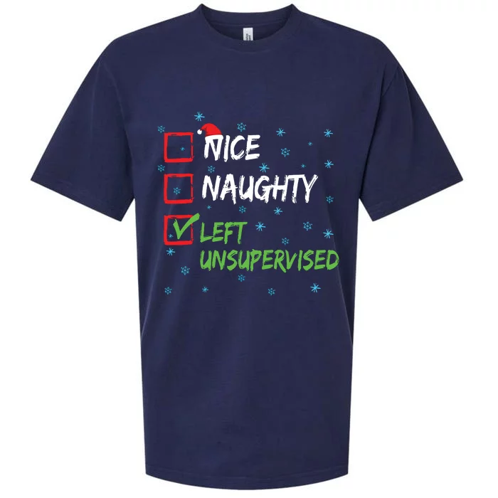 Nice Naughty Left Unsupervised Christmas List Sueded Cloud Jersey T-Shirt