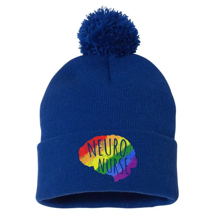 Neuro Nurse Lgbt Brain Cute Gift Pom Pom 12in Knit Beanie