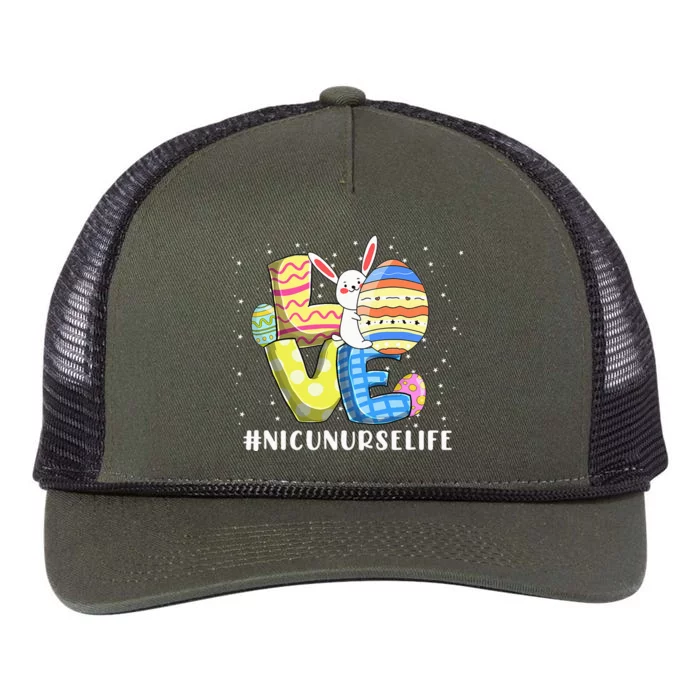 NICU NURSE LIFE Love Easter Day Bunnies Cute Rabbit Eggs Retro Rope Trucker Hat Cap