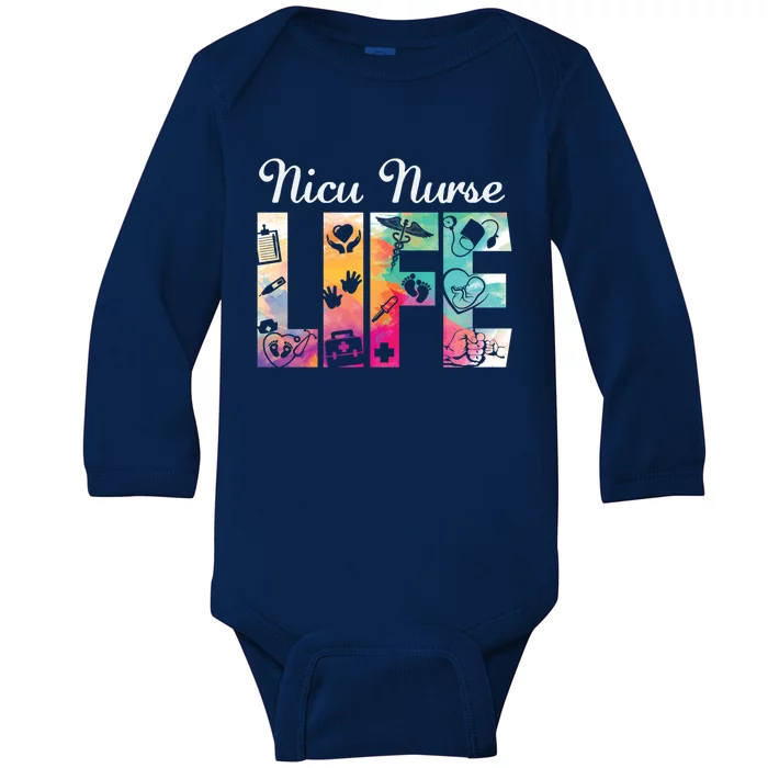 Nicu Nurse Life Watercolor Neonatal Icu Nursing Great Gift Baby Long Sleeve Bodysuit