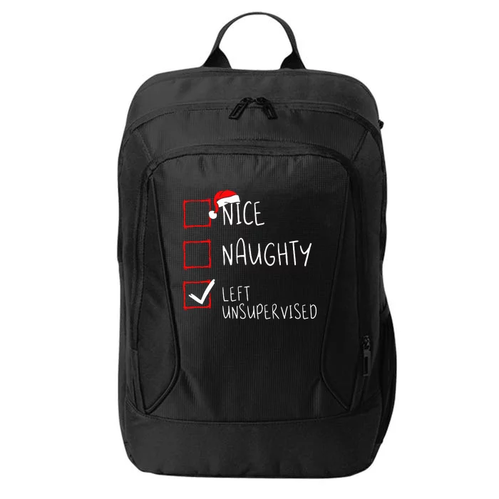 Nice Naughty Left Unsupervised Christmas List Santa Claus City Backpack