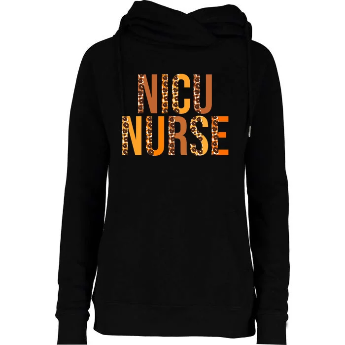 Nicu Nurse Leopard Cute Fall Autumn Lovers Thanksgiving Womens Funnel Neck Pullover Hood