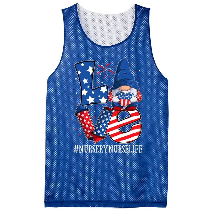 Nursery Nurse Love 4th Of July Gnome Usa Patriotic Gift Mesh Reversible Basketball Jersey Tank