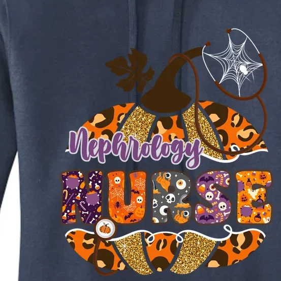 Nephrology Nurse Leopard Halloween Pumpkin Great Gift Women's Pullover Hoodie