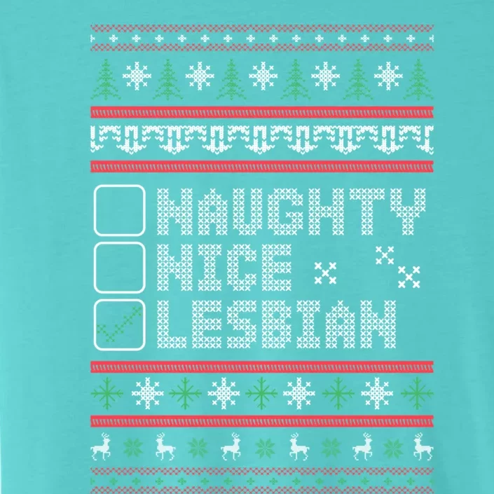 Naught Nice Lesbian Pride Funny Ugly Christmas Theme Party Gift ChromaSoft Performance T-Shirt