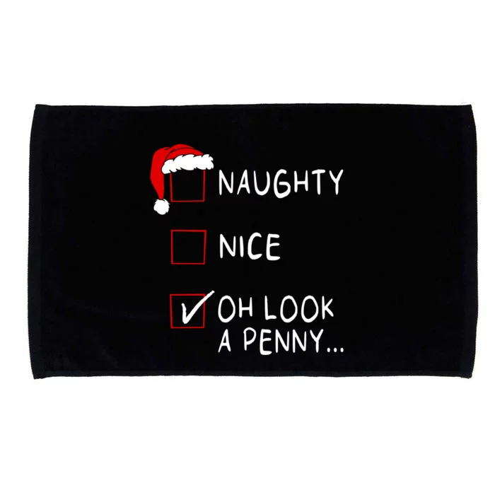 Naughty Nice List Oh Look A Penny Xmas Christmas Funny Gift Microfiber Hand Towel