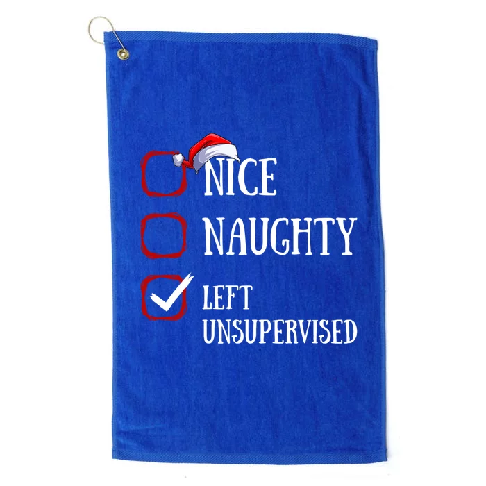 Nice Naughty Left Unsupervised Christmas List Santa Claus Meaningful Gift Platinum Collection Golf Towel