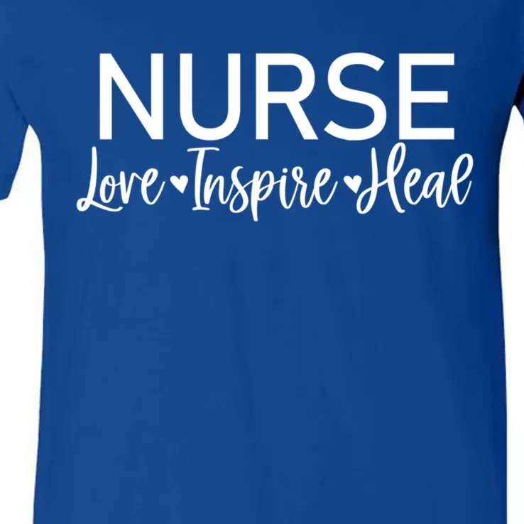 Novelty Nurse Love Inspire Heal Tee Nurse Life Appreciation Gift V-Neck T-Shirt