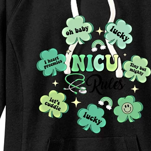 Nicu Nurse Lucky Shamrock Rainbow Happy St Patricks Day Cool Gift Women's Fleece Hoodie