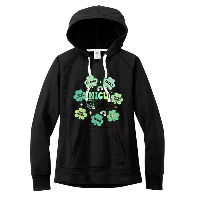 Nicu Nurse Lucky Shamrock Rainbow Happy St Patricks Day Cool Gift Women's Fleece Hoodie