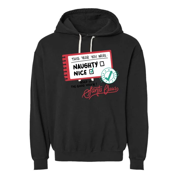 Naughty Nice List Santa Garment-Dyed Fleece Hoodie