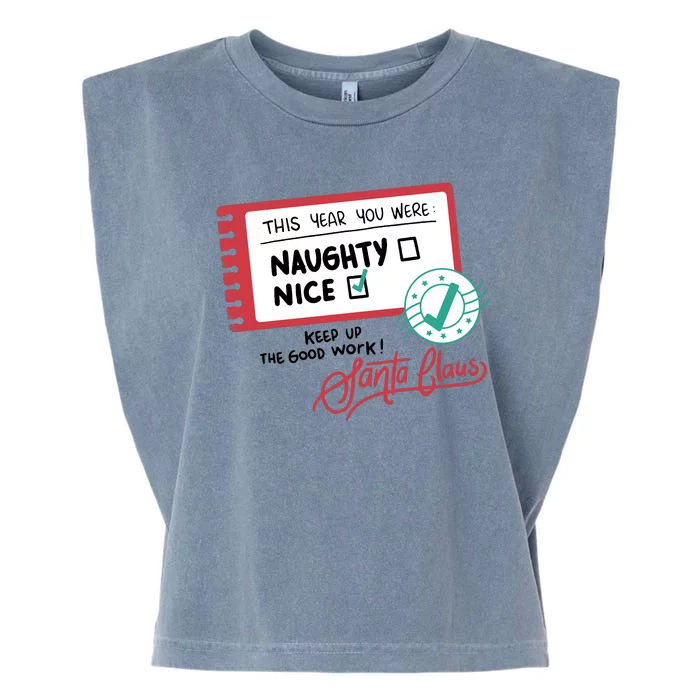 Naughty Nice List Santa Garment-Dyed Women's Muscle Tee