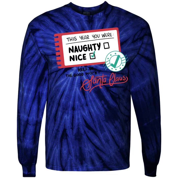 Naughty Nice List Santa Tie-Dye Long Sleeve Shirt