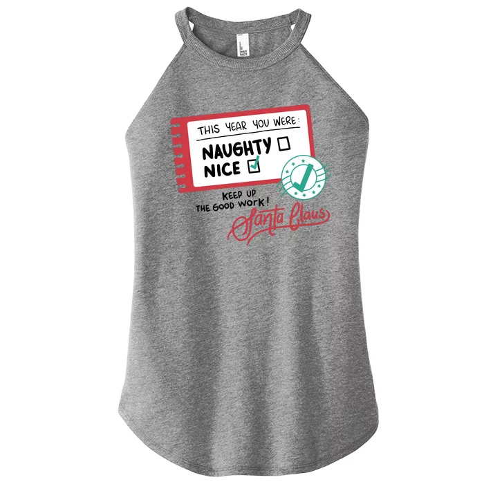 Naughty Nice List Santa Women’s Perfect Tri Rocker Tank