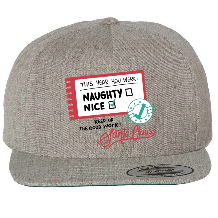 Naughty Nice List Santa Wool Snapback Cap