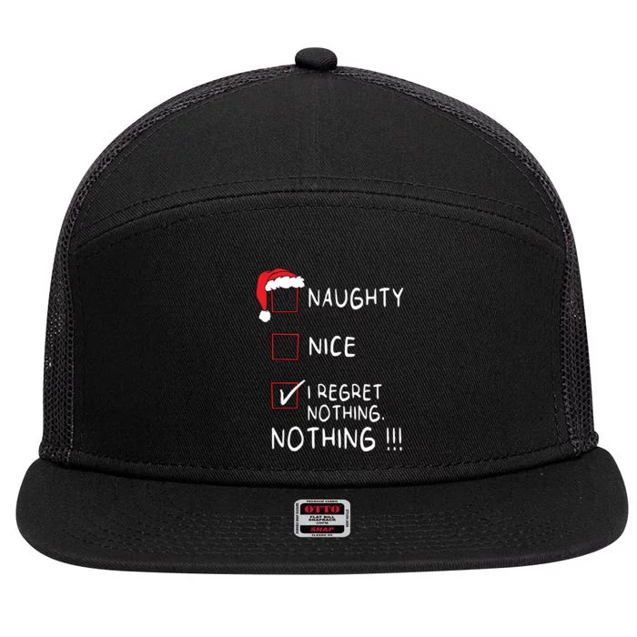 Naughty Nice List I Regret Nothing Xmas Women Christmas 7 Panel Mesh Trucker Snapback Hat