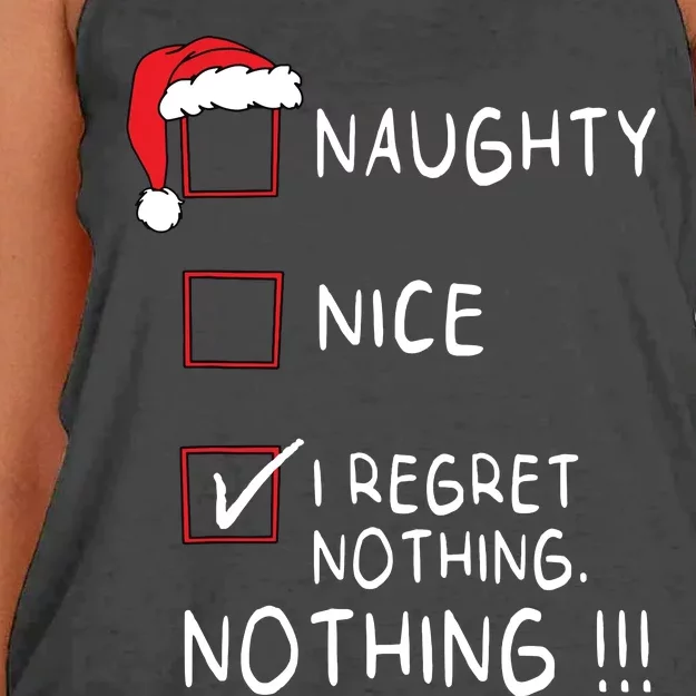 Naughty Nice List I Regret Nothing Xmas Women Christmas Women's Knotted Racerback Tank