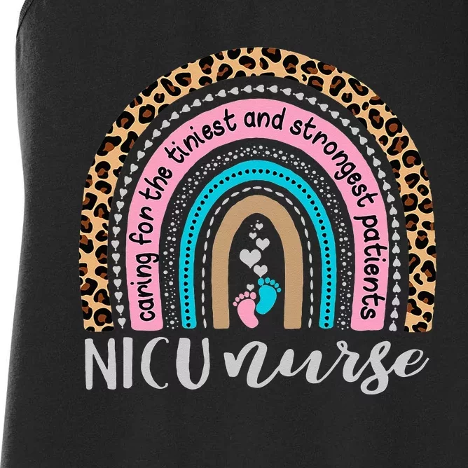 NICU Nurse Leopard Rainbow Neonatal ICU Nurse Practitioner Women's Racerback Tank