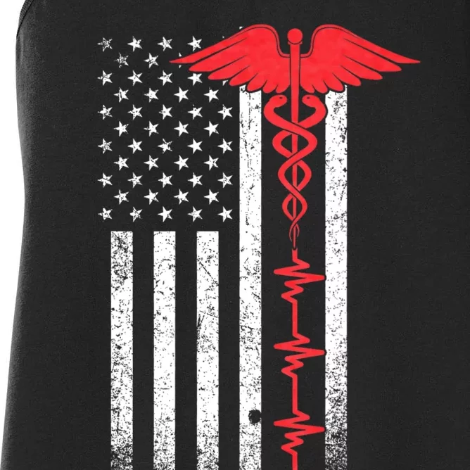 Nurse Nursing Medicine Student Thin Red Line Usa Flag Nurse Women's Racerback Tank