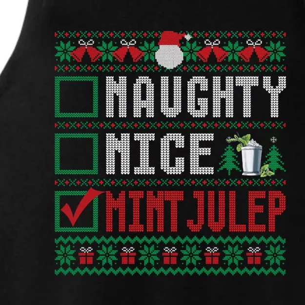 Naughty Nice Mint Julep Christmas List Cocktail Christmas Gift Ladies Tri-Blend Wicking Tank