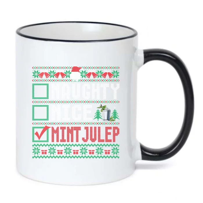 Naughty Nice Mint Julep Christmas List Cocktail Christmas Gift Black Color Changing Mug