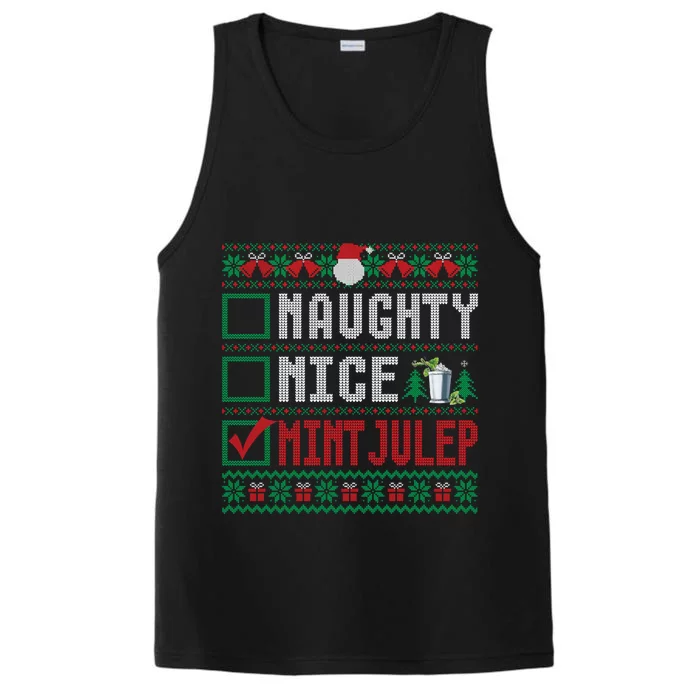 Naughty Nice Mint Julep Christmas List Cocktail Christmas Gift Performance Tank