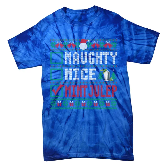 Naughty Nice Mint Julep Christmas List Cocktail Christmas Gift Tie-Dye T-Shirt