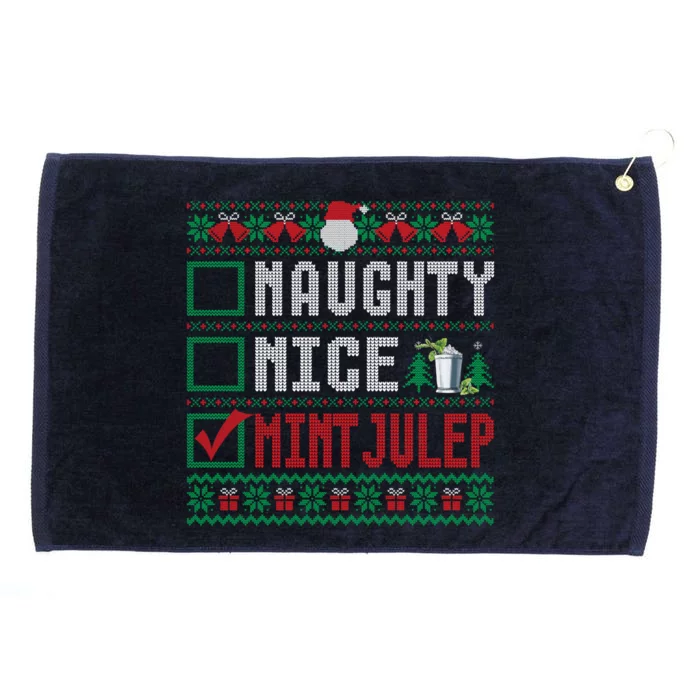 Naughty Nice Mint Julep Christmas List Cocktail Christmas Gift Grommeted Golf Towel