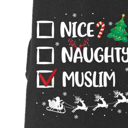 Naughty Nice Muslim Christmas Funny Santa Hat Xmas Gifts Doggie 3-End Fleece Hoodie