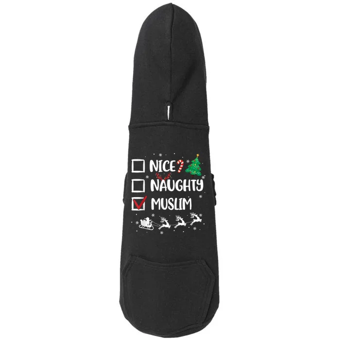 Naughty Nice Muslim Christmas Funny Santa Hat Xmas Gifts Doggie 3-End Fleece Hoodie