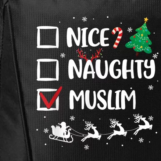 Naughty Nice Muslim Christmas Funny Santa Hat Xmas Gifts City Backpack