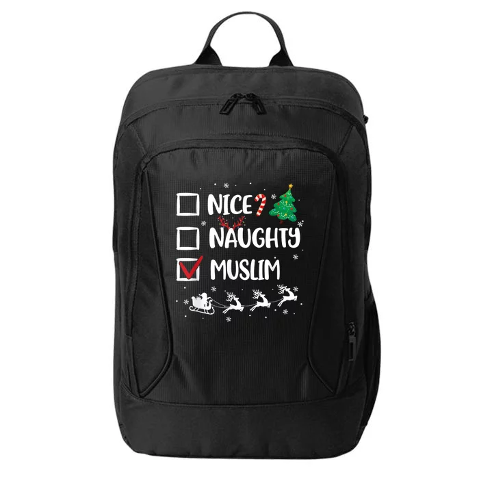 Naughty Nice Muslim Christmas Funny Santa Hat Xmas Gifts City Backpack