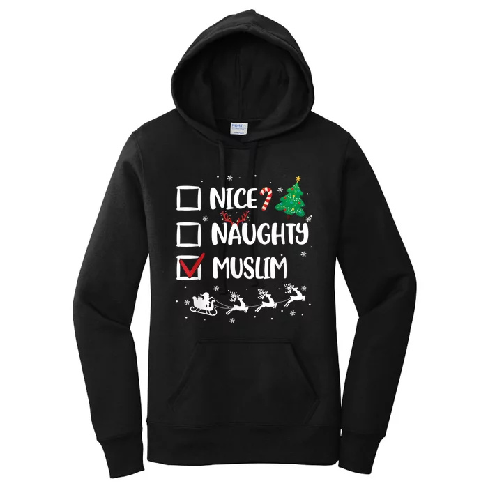 Naughty Nice Muslim Christmas Funny Santa Hat Xmas Gifts Women's Pullover Hoodie