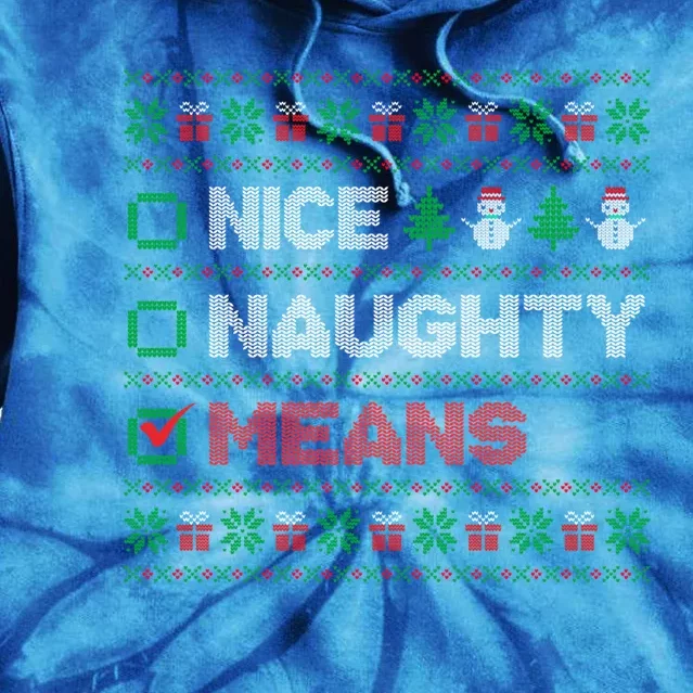 Nice Naughty Means Christmas List Ugly Sweater Gift Tie Dye Hoodie